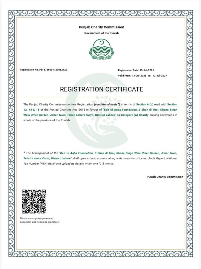 Punjab Charity Commission certificate